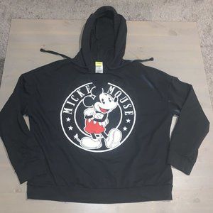 Disney Mickey Mouse Hoodie Black Pullover L/S Sweatshirt Sz Juniors XL